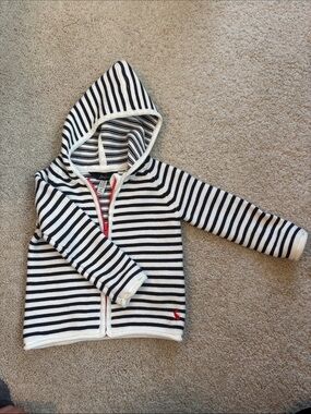 Joules Navy & White Striped Hooded Zip Sweater
